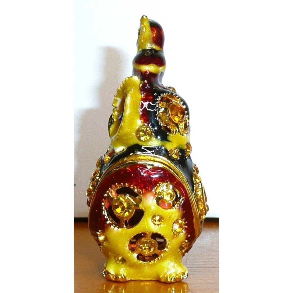 Cherished Treasures Jeweled Collection Enamel Mom & Baby Owl Hinged Trinket Box